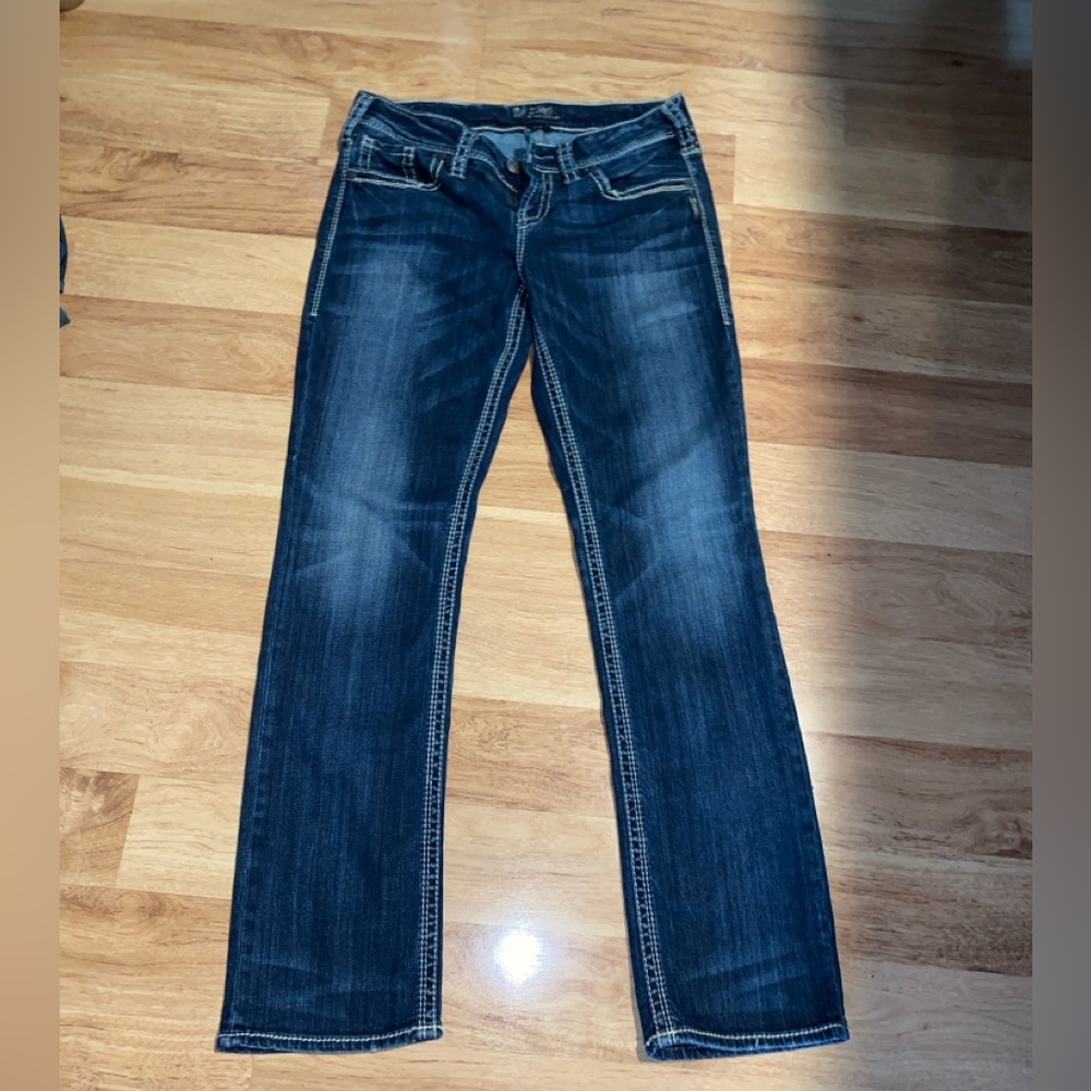 Silver Jeans Co. Suki Straight Leg Dark Wash Denim Blue Jeans  30/32